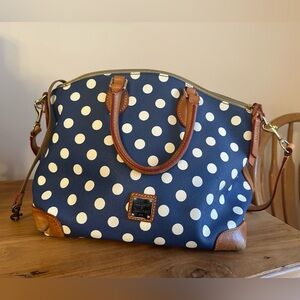 Dooney & Bourke Blue and White Polka Dot Satchel